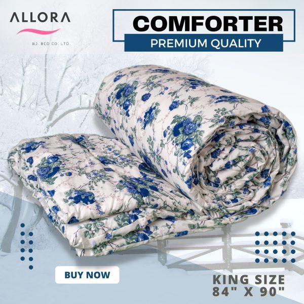 ALLORA Blue Flower Comforter Blanket King Size Printed Fluffy Comforter Poly Filler Lightweight Comforter for winter.